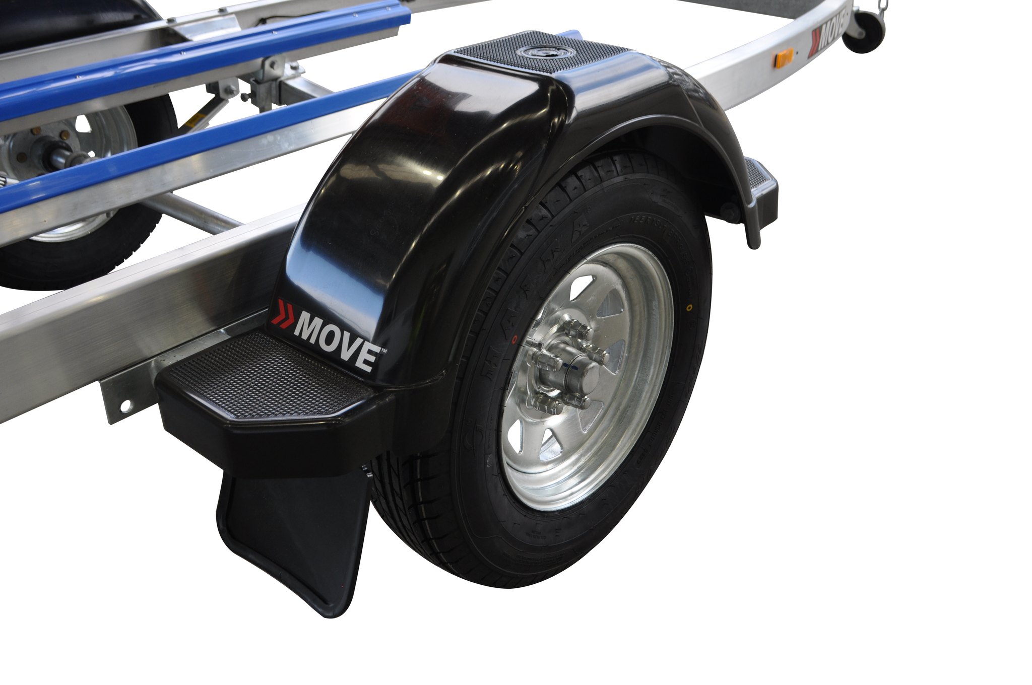 a close up of a move boat trailer tyre