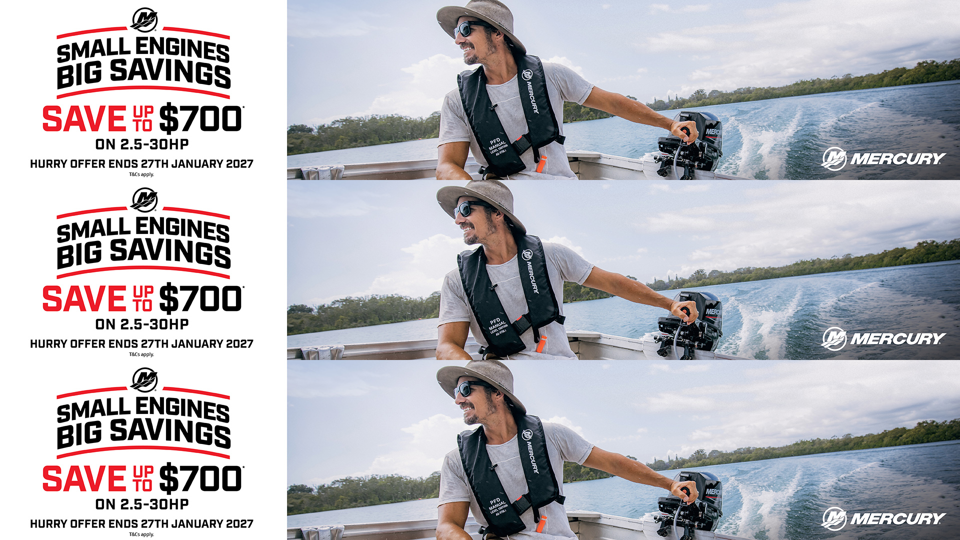 small engines big savings save up to $700 mercury promo banner